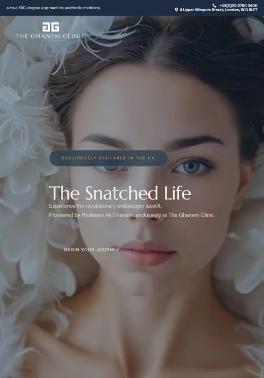 The Ghanem Clinic home page on a tablet