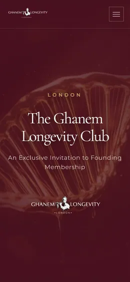 Ghanem Longevity: home page on a phone