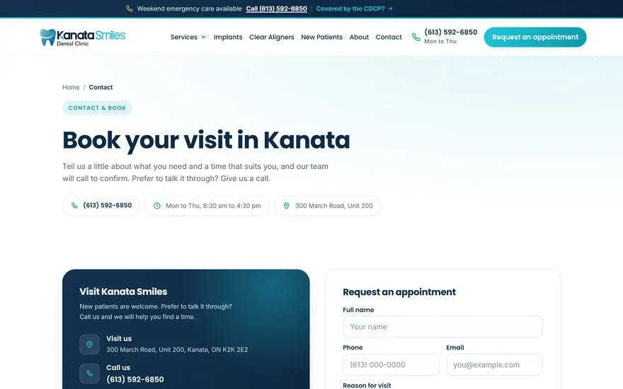 Kanata Smiles: contact page