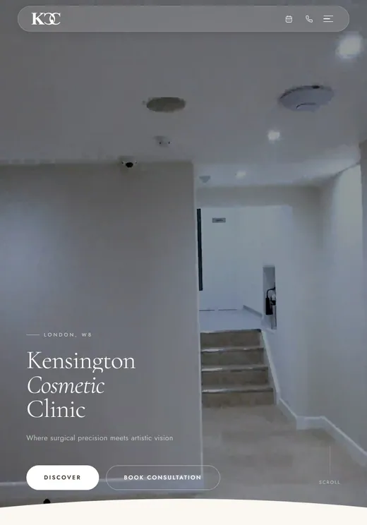 Kensington Cosmetic Clinic home page on a tablet