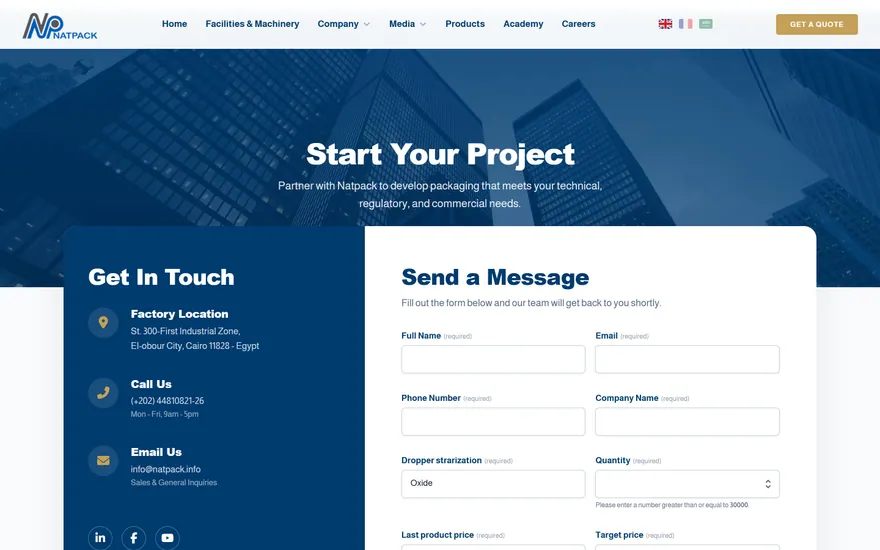 Natpack: contact page