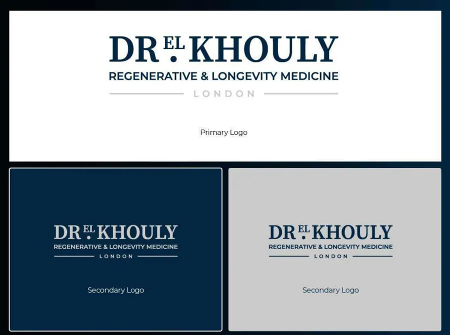 Dr. Mahmoud El Khouly: A classic wordmark suite with colour versions