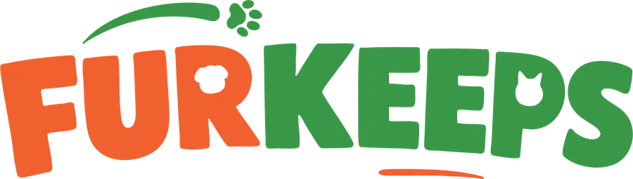 FurKeeps: A wordmark with an ear and a paw hidden in the letters