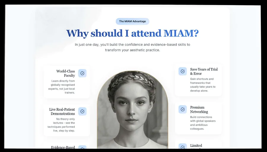 MIAM: A side-by-side "MIAM vs online courses" table