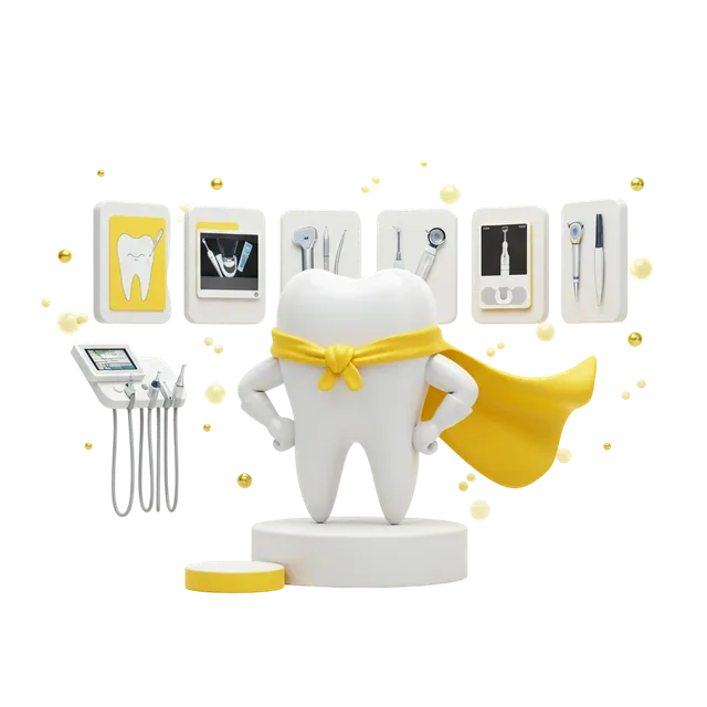 Super Dent: A 3D superhero mascot, designed and rendered by us