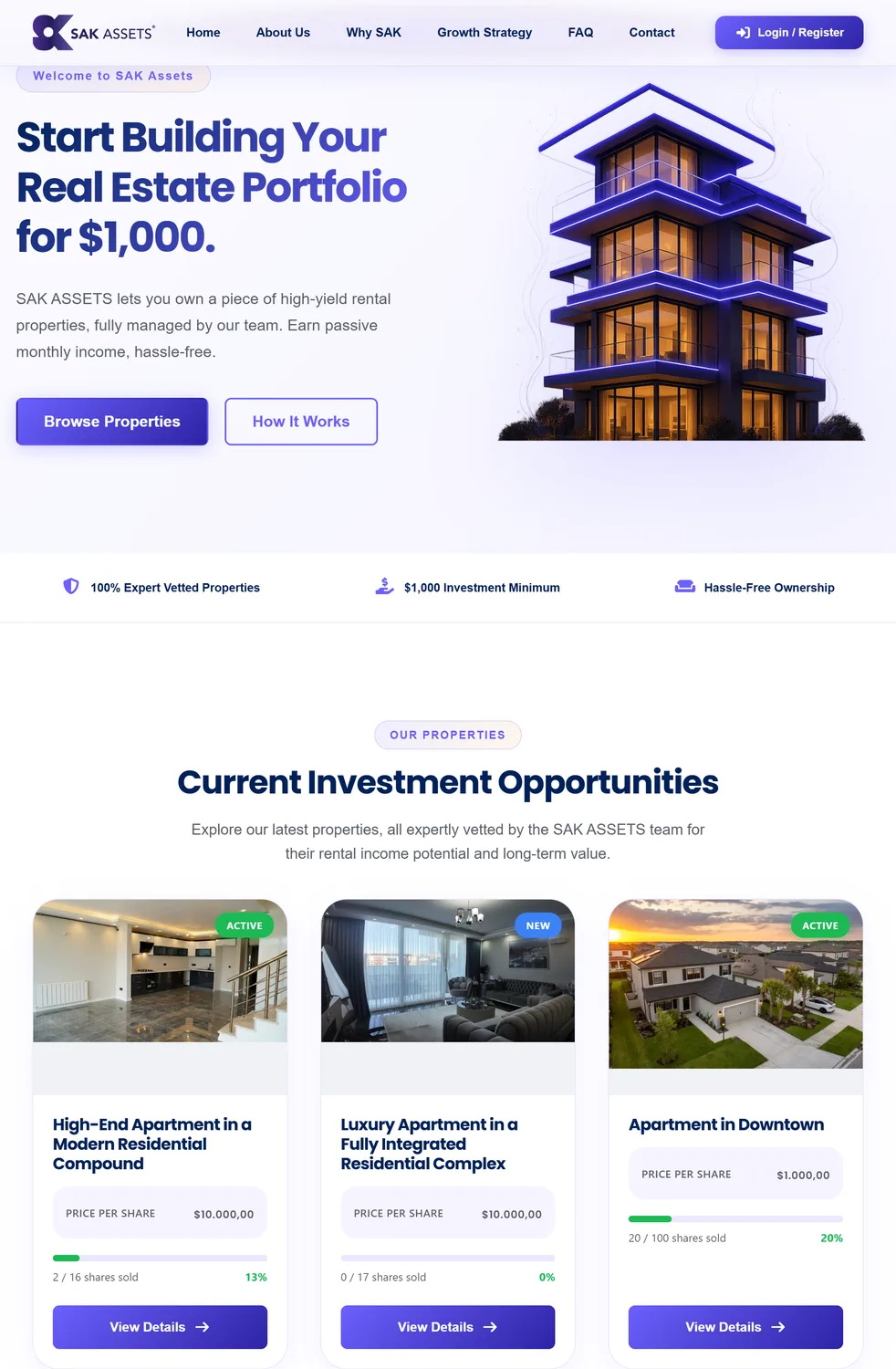 Hero proposition and entry-price headline