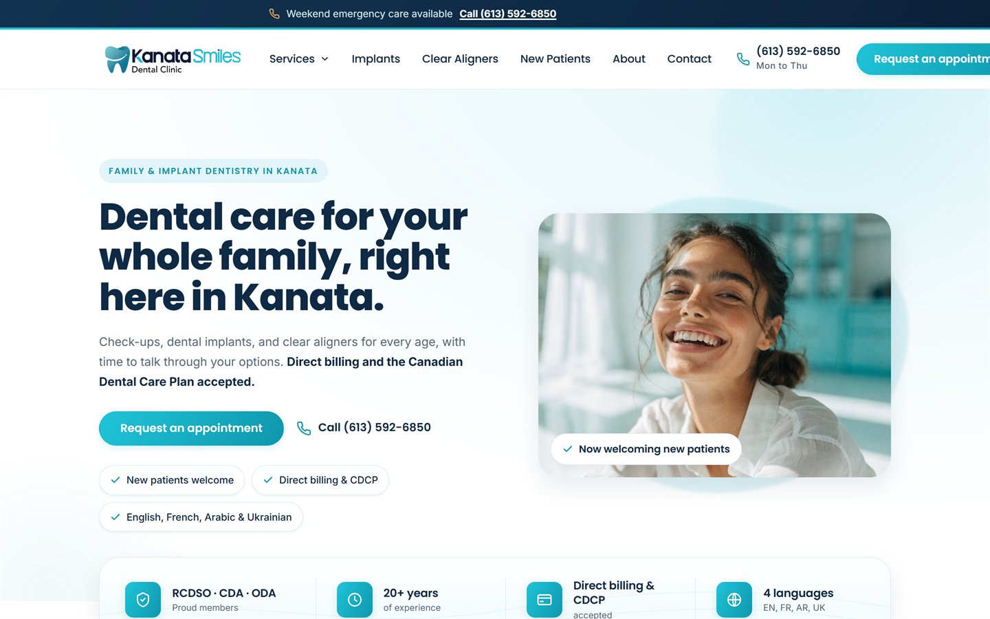 Kanata Smiles dental website